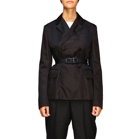 prada belt jacket|prada women's double breasted jackets.